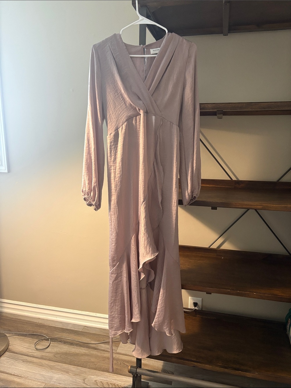 Women's Mauve Wrap Maxi Dress with Ruffle Front